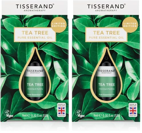 Tisserand Aromatherapy - Tea Tree Pure Essential Oil - Massage, Aromatherapy, and Bath Oil - Ethically Harvested Tea Tree Oil Drop Window Oil - 100% Pure Natural Essential Oil - 9 ml (Pack of 2)