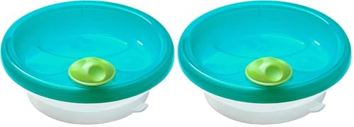 primamma Warmhalteteller für Babys, Babygeschirr zum Warmhalten der Mahlzeit, Babyteller mit Saugring für rutschfesten Stand, ab 6+ Monate, petrol, 1 Stück (2er Pack)