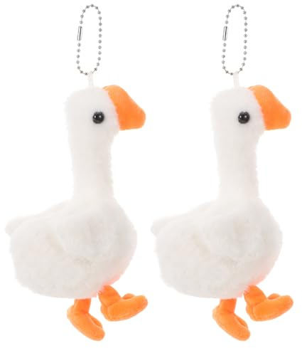 VICASKY Porte-clés Peluche Oie Kawaii pour Garçon et Filles, Mini Taille, Couleur Blanche, Lot de 2, Décoratif pour Paquet et Pochettes, Accessoire de Fête et Récompense Couleur Aléatoire