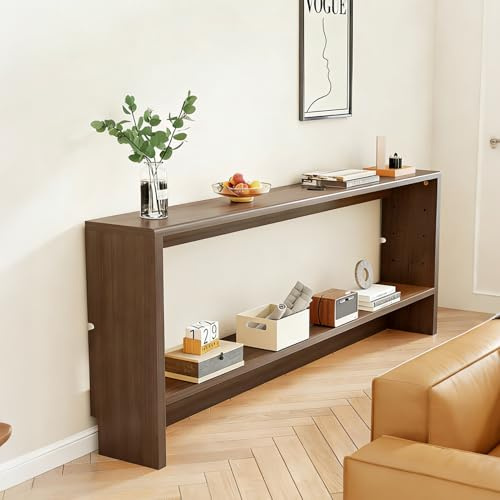 Moubhjd Ablage hinter Sofa Kompakte Regal Für Hinter Die Couch Mit Stauraum, Dumping Sofa Regal Schmal, Für Schlafzimmer/Technikraum/Küche/Foyer/Wohnzimmer, Anti, Braun, 150x10x69cm