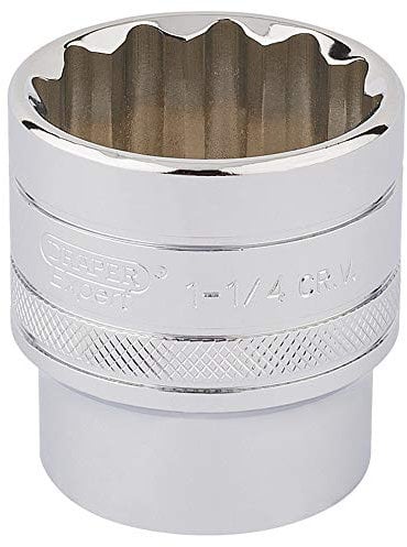 Draper 33729 1/2-Inch Square Drive Polished Chrome Imperial Socket, 1.1/4-Inch Size