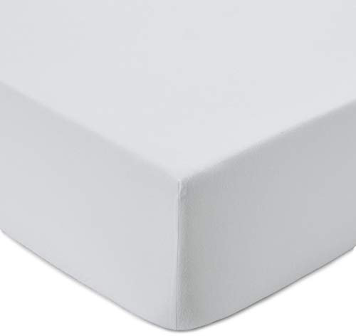URBANARA Premium Flanell Spann-Bettlaken Montrose 160x200 cm - 100% Baumwolle, Standard 100 by Oeko Tex Zertifiziert, Feinbiber Spannbetttuch, Matratze bis 25 cm Höhe, Weiß