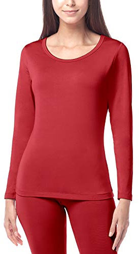 LAPASA Damen Innenfleece Thermo Unterhemd, Thermounterwäsche Oberteil Funktionsunterwäsche, L15 Rot (1 Pack), M