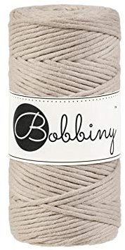 Bobbiny Macrame Cords 3 mm - 100 m - 100% Baumwolle (Beige)