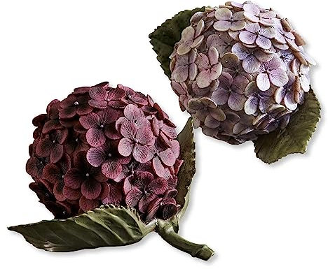 Loberon Dekoblume 2er Set Hortensie, naturnahe Eleganz, Deko-Hortensien, von Hand bemalt, Dekoration, Dekoobjekt, Polyresin, lila/pink