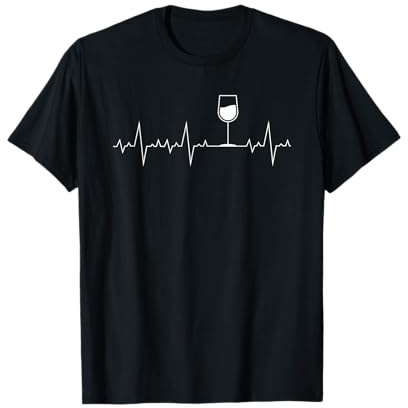 Herzschlag Herzfrequenz Herzlinie Weiß Wein-Trinker T-Shirt
