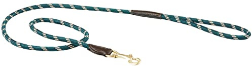 WeatherBeeta Rope Leather Dog Lead, Hunter Green/Brown, Medium