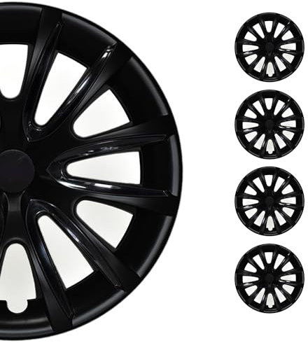OMAC 4X Radkappen Radzierblenden Radblenden 16 Zoll Stahlfelgen Matt Schwarz-Schwarz