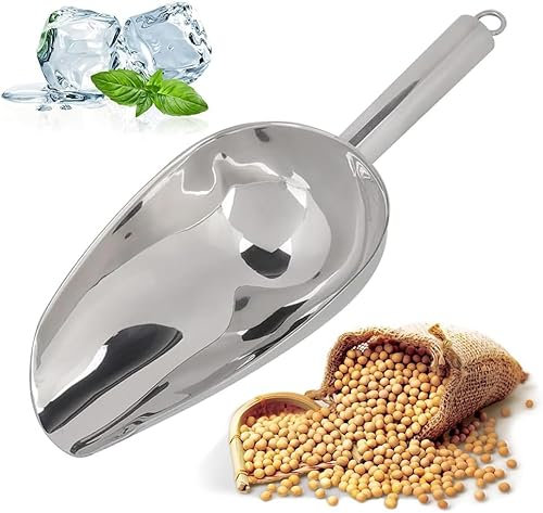 DEWIN Multifuncional Pala de Hielo de Acero Inoxidable, Pala de Harina, Pala de Comida Cucharas Prácticas de Cocina/Supermercado, para Harina, Cubitos de Hielo, Comida, Frijoles