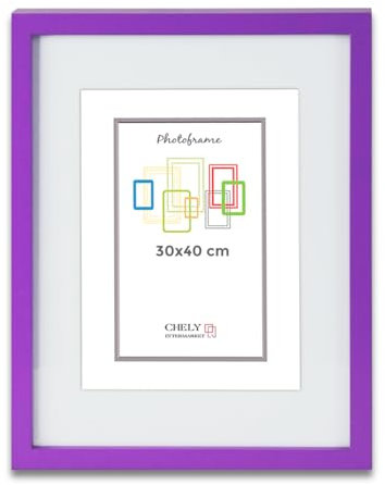 CHELY INTERMARKET Marco con paspartu 30x40cm (Int 21x30cm) Morado MOD 351 cuadro ideal para fotos