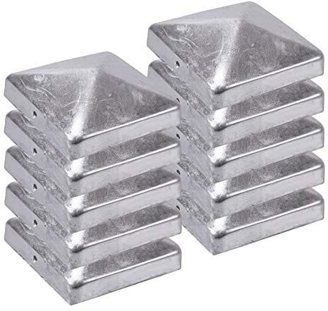 h2i Lot de 10 capuchons pour poteaux de clôture galvanisés, dimensions : 71 mm/91 mm/96 mm/101 mm/111 mm/121 mm (121 x 121 mm)