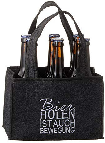 Spetebo Filz Flaschenträger für 6 Flaschen - Bier Holen ist auch Bewegung - Männer Handtasche Flaschentasche Bierträger Flaschenhalter