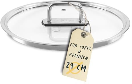 SILBERTHAL Topfdeckel 24 cm Glas - Mit Dampfloch und Edelstahl Griff - Universaldeckel