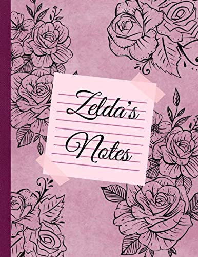 Zelda’s Notes: Custom Name Personalized Journal with Roses. Old Pink Flowered Notebook with Name Zelda. A Gift for Women