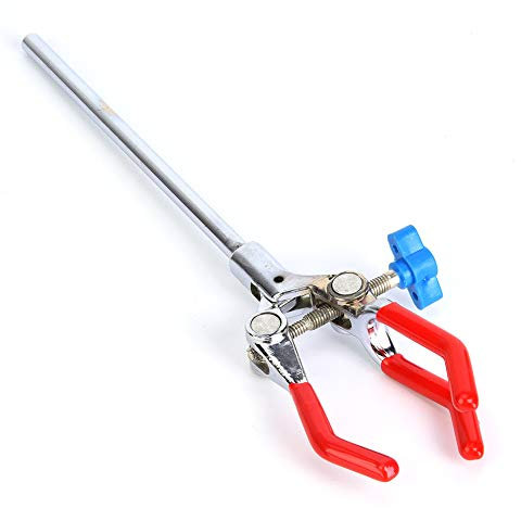 Oumefar Adjustable Lab Stand Tube Clamp Holder Three Prong Extension Swivel Flask Clip Holder Rubber Coated Head Clamp Test Tube Condenser Laboratory Supplies for Chemistry Lab