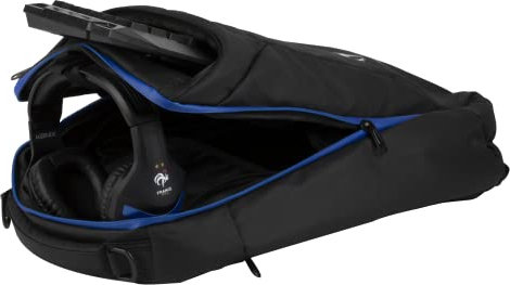 Konix FFF Zaino per il trasporto e la protezione del computer portatile da gaming da 17 pollici - 30 x 18 x 57 cm - Volume 27 l - Nero e blu