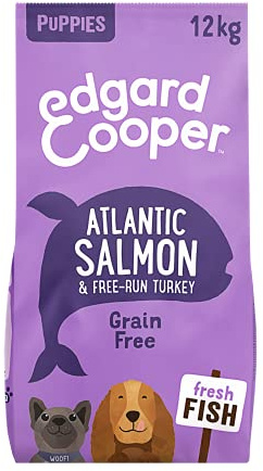 Edgard Cooper Welpenfutter (Lachs & Truthahn, 12 kg), natürliches Trockenfutter ohne Getreide, Hunde, frisches Fleisch und ohne Zuckerzusatz, Qualitätsprotein
