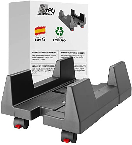STEY ACCESORIOS Soporte para Torre de Ordenador, Soporte para CPU, Transporte para Torres de PC, regulable entre 10,5 cm y 23cm de ancho, Fabricado en España