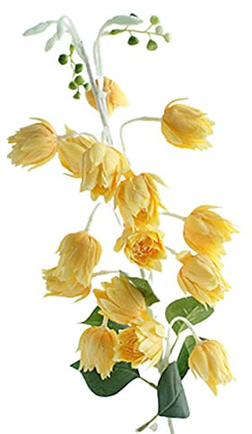 Bodhi2000 1 Zweig künstliche Schneeglöckchen Faust Seidenblume Anordnung Künstliche Campanula Blume für Home Büro Dekoration Gelb