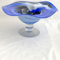Bol en verre coloré sur pied transparent soufflé à la bouche - Bleu - Multicolore marbré - Assiette moderne en verre - Diamètre : 24 cm - Hauteur : environ 14 cm
