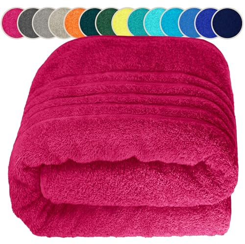 Lashuma Saunatuch Damen - Badehandtuch Rot - Rhabarber, London Frottee XXL Strandtuch 100x200 cm