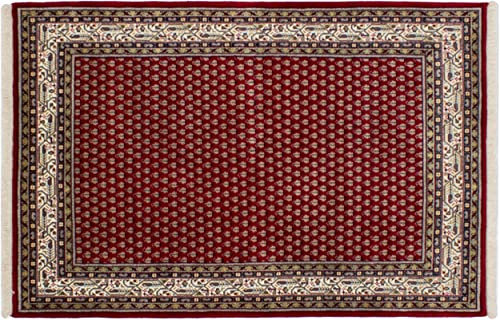 Lifetex.eu Teppich Mir ca. 120 x 180 cm Rot handgeknüpft Schurwolle Klassisch hochwertiger Teppich