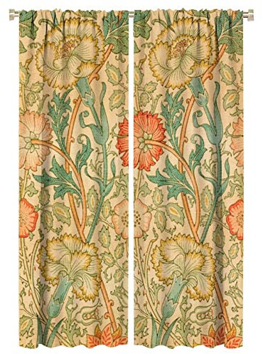 Kennet William Morris Art Deco Vorhänge, Vintage-Stil, Blumendruck, Dekoration, Vorhänge, Fenstertuch, Schlafzimmer, Wohnzimmer, Vorhang, 2 Paneele, 132 x 213 cm