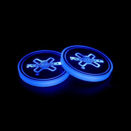 TDHLW Porte-gobelets à LED Compatible avec Jeep Renegade, sous-Verres de Voiture à LED avec Coussin de Tasse à lumière luminescente 7 Couleurs, lumière d'ambiance de décoration intérieure