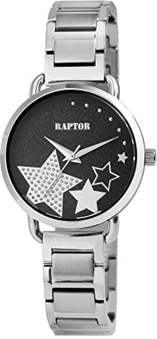 Raptor Shienne Damen-Uhr Edelstahl Faltschließe Analog Quarz RA10242 (silberfarbig)