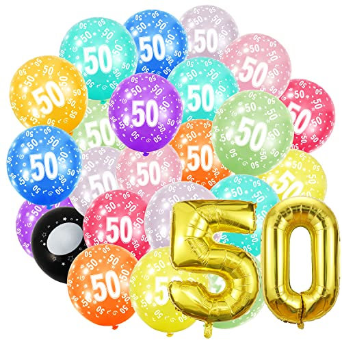 Geburtstag zahlen luftballon 50 jahre und 20Pcs 30cm Luftballons- Folienballon in 40-101cm Geburtstagsdeko - Ballon Zahl Deko zum Geburtstag fliegt mit Helium für Männer Frauen 50.Geburtstagsparty