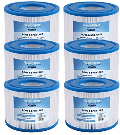 Finest-Filters Hot Tub Spa Water Filter Cartridges Compatible For Lay-Z-Spa, SaluSpa 90352E, Intex Type VI, Bestway (6 Pack of Replacement Hot Tub Water Filter Cartridges)