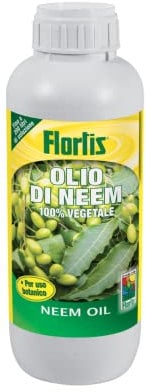 Flortis Olio di neem concentrato. Olio di Neem puro con concentrazione a 3300 ppm. Olio di neem per piante biologico pronto uso. Repellente naturale contro cocciniglie, afidi, cimici, pidocchi 1000ml.