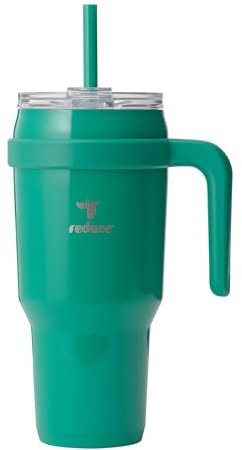 reduce 2.0 Tumbler Handle - Vacuum Insulated Stainless Steel Mug Sip-It-Your-Way Lid and Straw Keeps Drinks Cold up to 34 Hours Sweat Proof, Dishwasher Safe, BPA Free (40oz, Palm Leaf) (13280-FF)