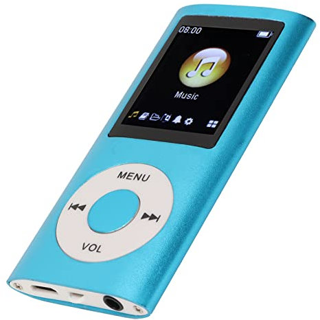 MP3 Player, 64GB MP3 Musikplayer mit 1,8 Zoll LCD-Bildschirm, Tragbarer Digitaler Musikplayer mit Diktiergerät, FM Radio, Video, E-Book, Fotobetrachter, High-Fidelity-Klangqualität (Blau)