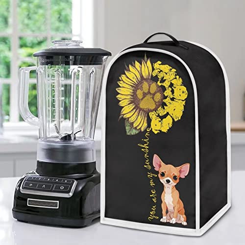 Poceacles Chihuahua Sunflower Pattern Kitchen Blender Dust Cover, Stand Mixer or Coffee Maker Appliance Cover Anti Fingerprint Dust Proof Blender Cover