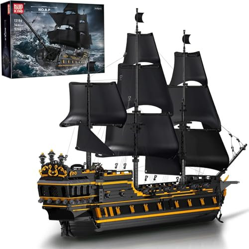 Mould King 13186 Große Black Pearl Piratenschiff-Bauset aus Bausteinen, Sammlerstück-Display-Modellspielzeug und wunderbare Geschenkidee für Erwachsene (5266 Teile)