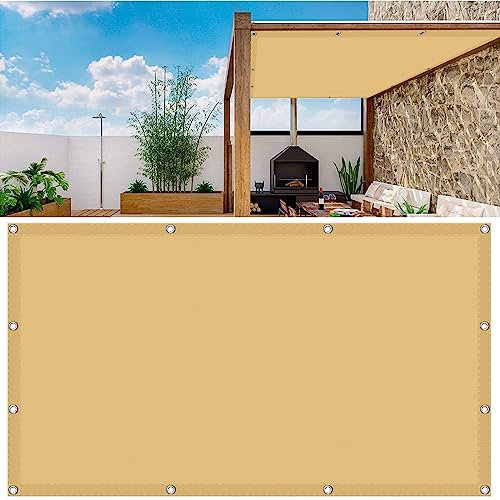 Voile d'ombrage Imperméable Rectangulaire 6.5 x 10 m Bloque 98% Rayons UV Voile d'Ombrage Toile d Ombrage avec Cordes de Fixation pour Jardin Extérieur Patio Piscine, Jaune Sable