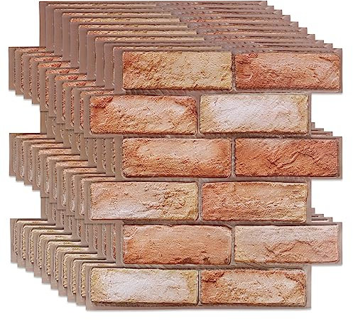 IGTOPS 10 Stücke Steintapete,30 * 30cm 3d Selbstklebende Wandpaneele,Vintage-Ziegelstein-Textur PVC Tapete Steinoptik,Wasserdicht Wandtapete für Möbel Wandtür Wasserdicht (rot)