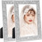 Yuaaoh Cadre Photo Pailleté 2PCs 15X20cm Cadre Photo Diamant Cadre Photo Verre Transparent Cadre Cristal, Décoration de Mariage, D'amis, de Saint-Valentin, de Table, de Certificat (Argenté)