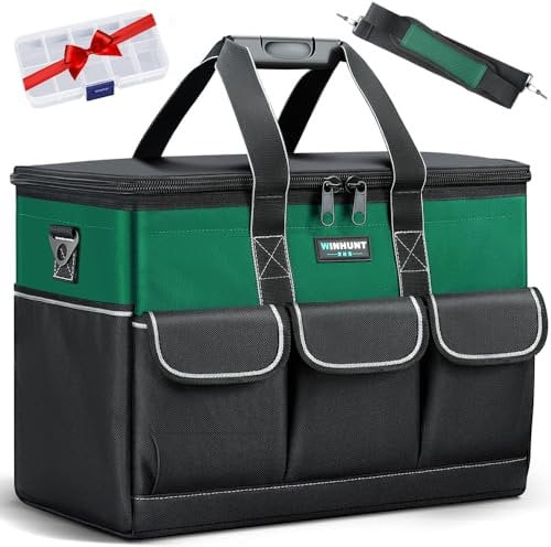 WINHUNT Borsa Porta Attrezzi, Ampia Apertura Superiore, Base Robusta, Verde e Nero (Green, 19inch/48cm)