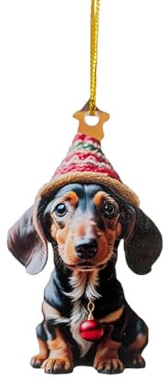 YEJAHY Hundeschmuck Für Den Weihnachtsbaum, Lustig Hunde Hängende Zubehör, Schlüsselanhänger, Charm-Anhänger aus Acryl, Weihnachtsdekoration Für Party, Weihnachten Geschenk (D)