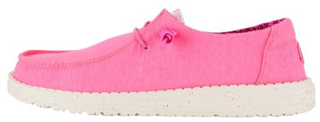 HEYDUDE - Wendy Stretch Canvas - Baskets pour Femme - Chaussons avec Semelles Confortables - Style Mocassin, Neon Pink, 38