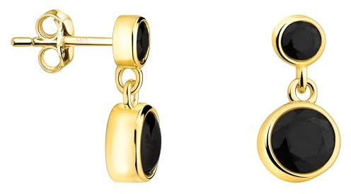 SOFIA MILANI - Damen Ohrringe 925 Silber - vergoldet/golden - Schwarzer Zirkonia Ohrhänger - E2452