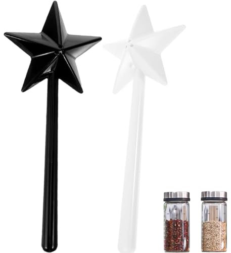 2 Piezas de Varita Mágica de Sal y Pimienta, para Especias, con Agujeros para Decoración de Mesa, Suministros de Cocina Casera, Varita Mágica en Forma de Estrella para La Cocina