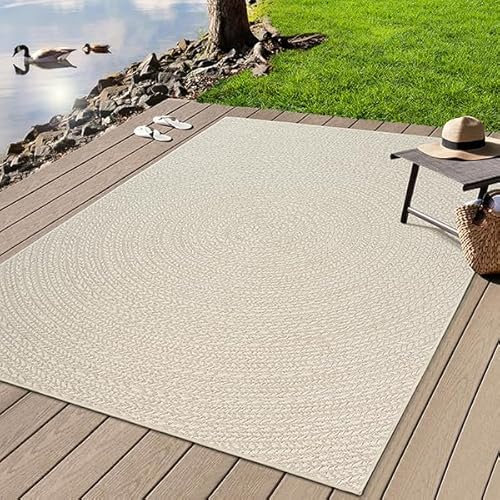 the carpet Kansas - robuster In- und Outdoor Teppich im natürlichen Jute-Look, wetterfest, geeignet für Terrasse und Garten, Creme, ca. 60 x 90 cm