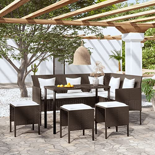 Festnight Poly Rattan Ecklounge Eckbank Sitzgruppe Garten Gartengarnitur Sitzgruppe Ecksofa Terrasse Sitzecke Eckgarnitur Garten Rattan Lounge Braun