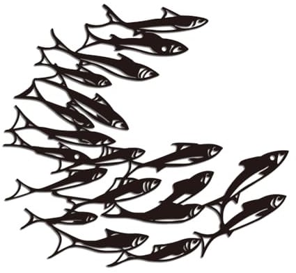 WADORN Fisch Wandkunst Metall, Meeresfische Moderne Kunst Wandkunst Abstrakte Linie Ozean Fischen Metall Dekoration Für Zuhause Veranda Wohnzimmer Küche Aquarium, 30x27.6 cm