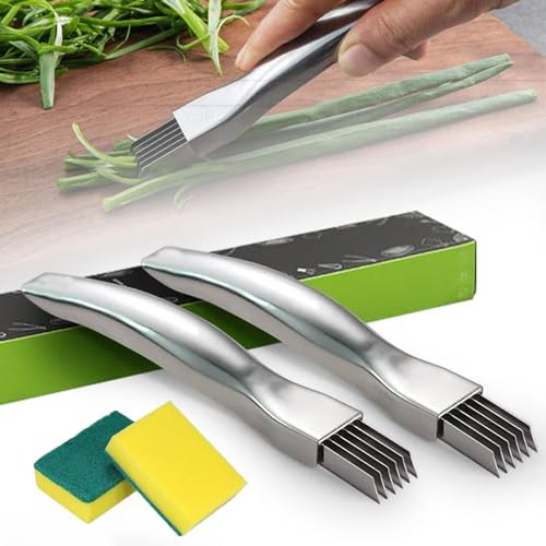 Shred Silk The Knife, 2024 New Kitchen Gadgets Stainless Steel Chopped Green Onion Knife, Household Kitchen Vegetable Slice Cutter, Multifunctional Shred Gadget for Restaurant Hotel (2pcs)