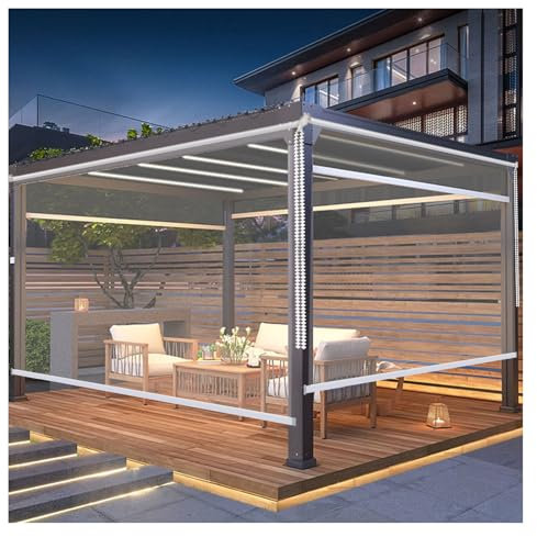 ZHENGQIAN Tenda a Rullo Trasparente for Esterni,Tende Finestra Bagno,tapparella avvolgibile PVC,per Esterni,Pergolati,Balconi,con Raccordi e Catena,Personalizzabile(W100*H250cm/W39.37*H98.42in)
