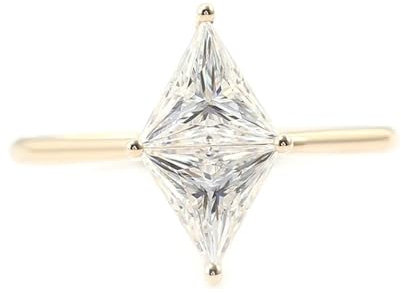 Wycian Verlobungsring Damen Nickelfrei, Ring Gold 14K Gelbgold Größe 67 (21.3) Moissanit Triangelschliff Weiß Personalisiert Für Hochzeit